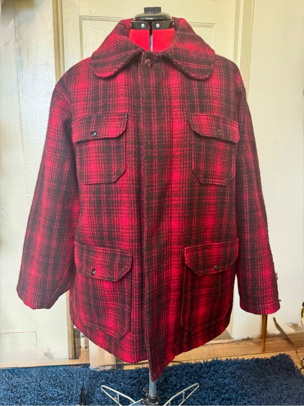 Vintage Woolrich 503 Buffalo Plaid Wool Mackinaw Hunting Coat Men’s size 46